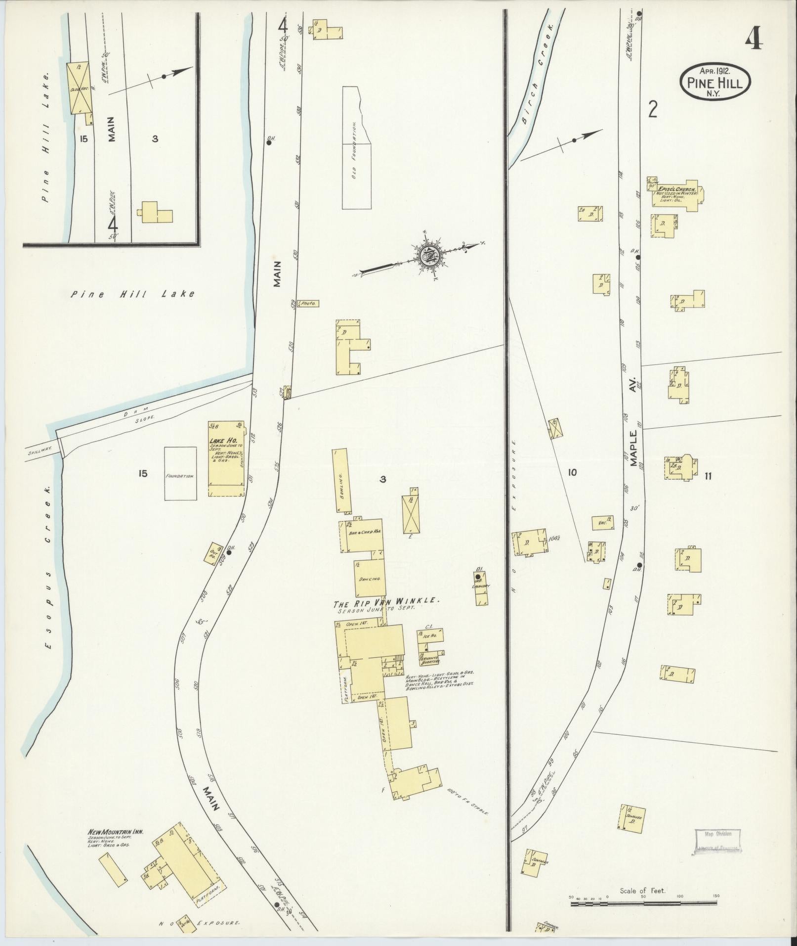 Sanborn Fire Insurance Map from Pine Hill, Ulster County, New York. (1912), Sheet 4 – Historic Sanborn Fire Insurance Map Print