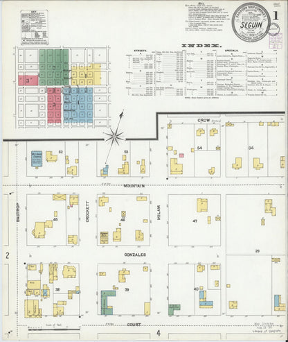 Sanborn Fire Insurance Map from Seguin, Guadalupe County, Texas (1902), Sheet #0001 - Complete Map Set gallery image, historic Sanborn map, vintage wall art, Texas Texas