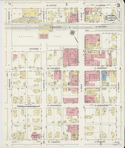 Sanborn Fire Insurance Map from Dunkirk, Jay And Blackford Counties, Indiana (1915), Sheet #0003 - Complete Map Set gallery image, historic Sanborn map, vintage wall art, Indiana Indiana