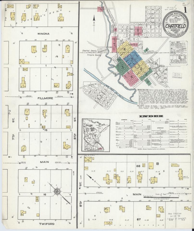 Sanborn Fire Insurance Map from Chatfield, Fillmore And Olmsted Counties, Minnesota. (1920) – Map View