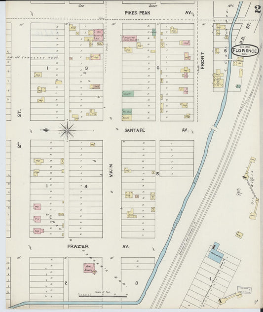 Sanborn Fire Insurance Map from Florence, Fremont County, Colorado (1890), Sheet #0002 - Historic Sanborn Fire Insurance Map Print, vintage old map wall art, antique decor, genealogy gift, Colorado Colorado map