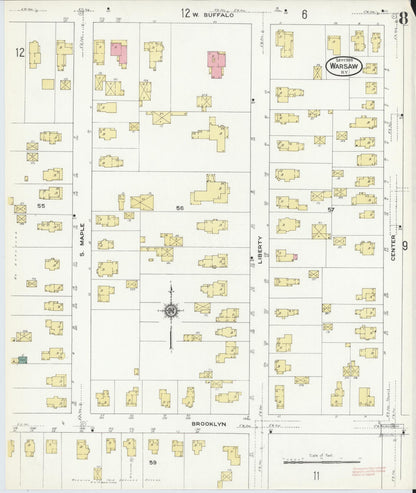 Sanborn Fire Insurance Map from Warsaw, Wyoming County, New York (1909), Sheet #0008 - Complete Map Set gallery image, historic Sanborn map, vintage wall art, Warsaw Wyoming