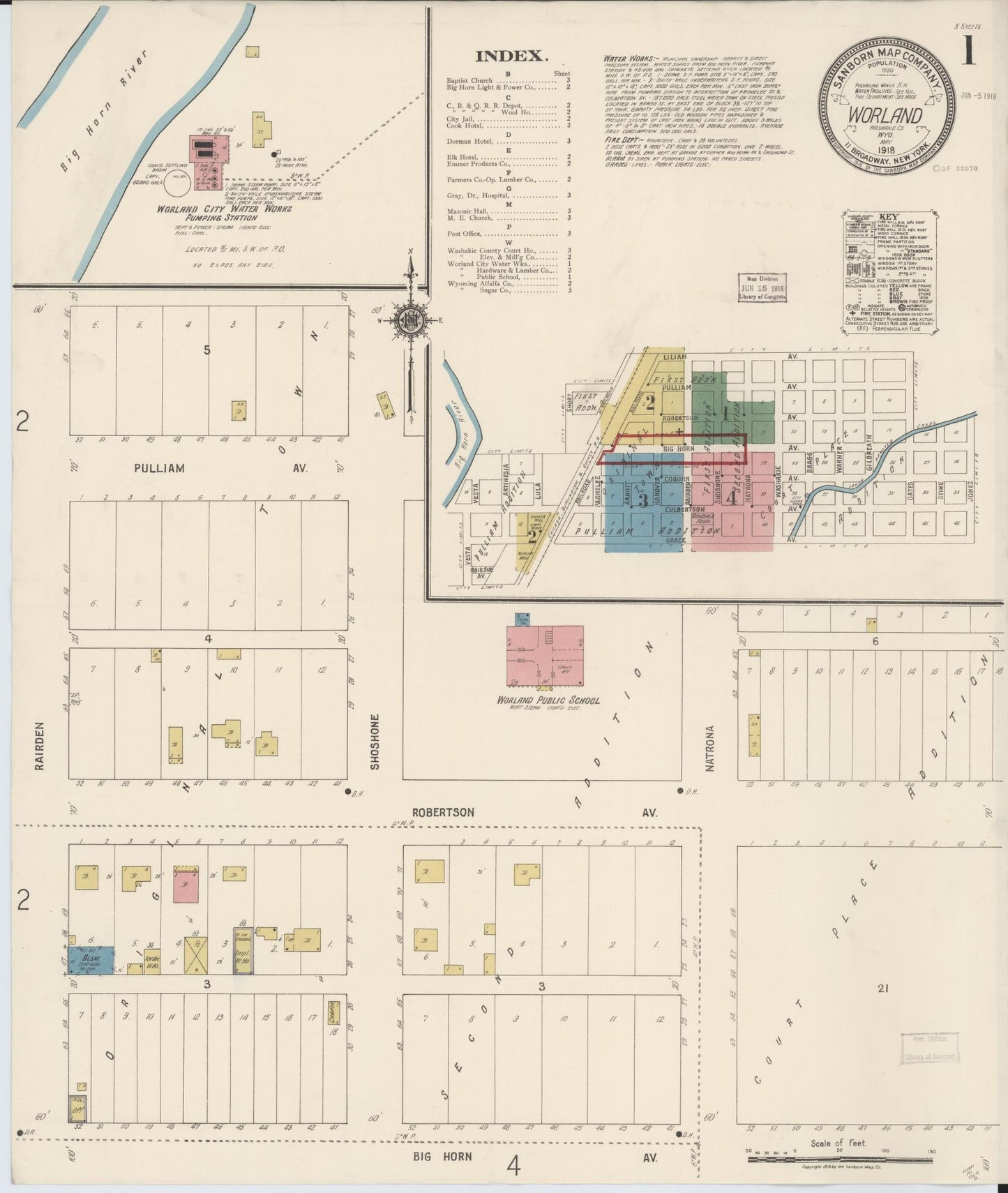 Sanborn Fire Insurance Map from Worland, Washakie County, Wyoming. (1918) – Historic Sanborn Fire Insurance Map Print