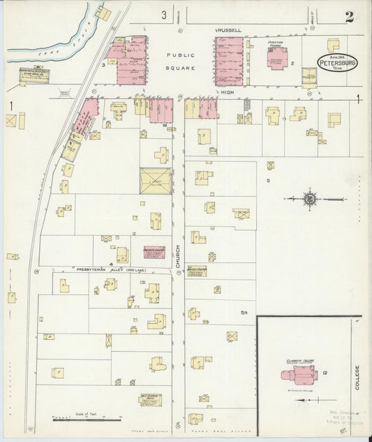 Sanborn Fire Insurance Map from Petersburgh, Lincoln County, Tennessee (1914), Sheet #0002 - Historic Sanborn Fire Insurance Map Print, vintage old map wall art, antique decor, genealogy gift, Tennessee Tennessee map