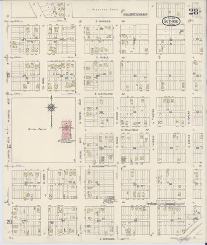 Sanborn Fire Insurance Map from Guthrie, Logan County, Oklahoma (1914), Sheet #0028 - Complete Map Set gallery image, historic Sanborn map, vintage wall art, Oklahoma Oklahoma