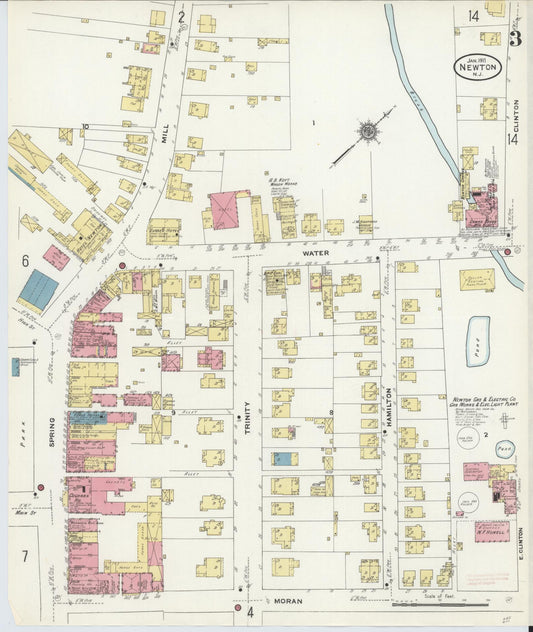 Sanborn Fire Insurance Map from Newton, Sussex County, New Jersey (1911), Sheet #0003 - Historic Sanborn Fire Insurance Map Print, vintage old map wall art, antique decor, genealogy gift, New Jersey New Jersey map