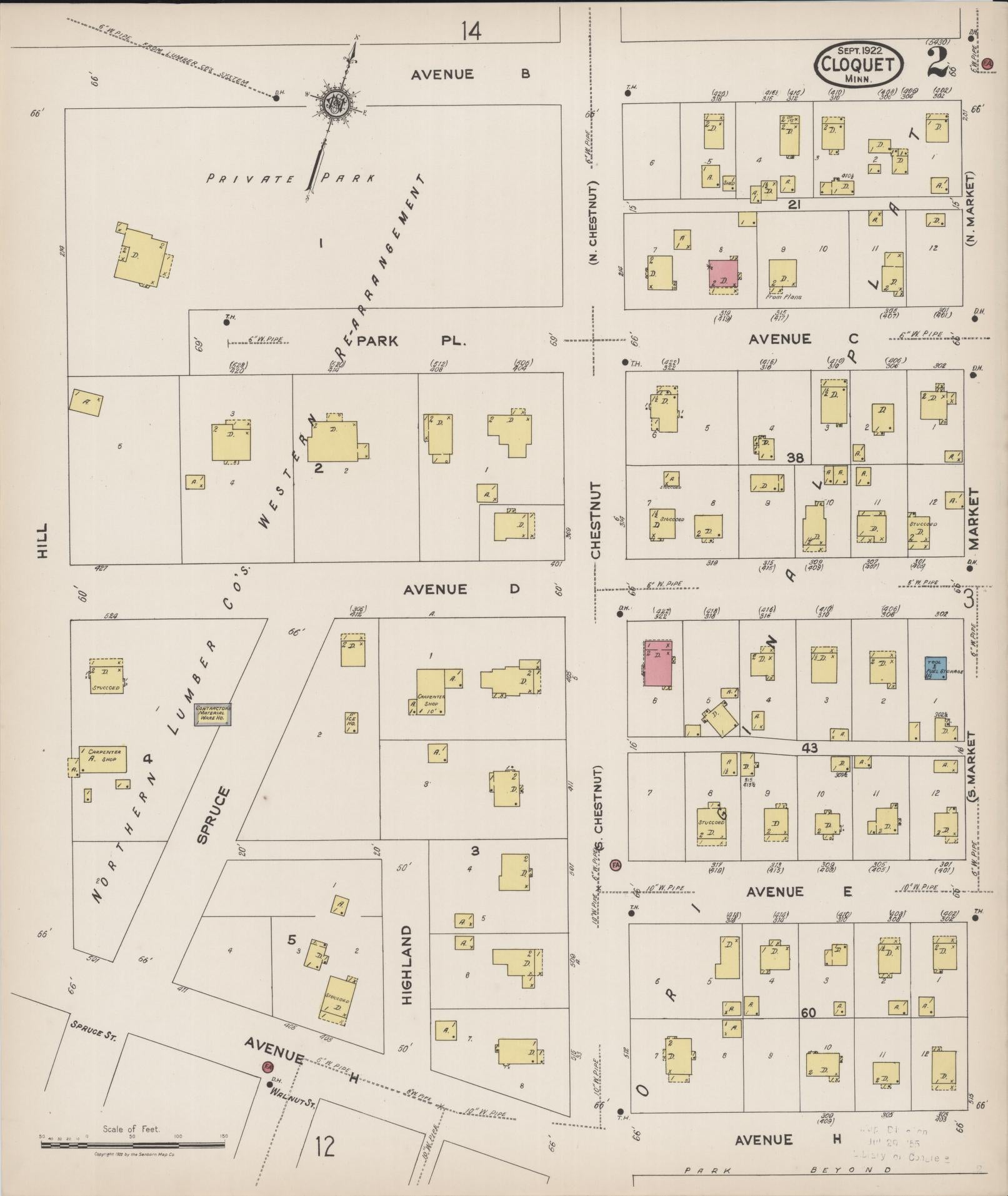 Sanborn Fire Insurance Map from Cloquet, Carlton County, Minnesota (1922), Sheet #0002 - Complete Map Set gallery image, historic Sanborn map, vintage wall art, Minnesota Minnesota
