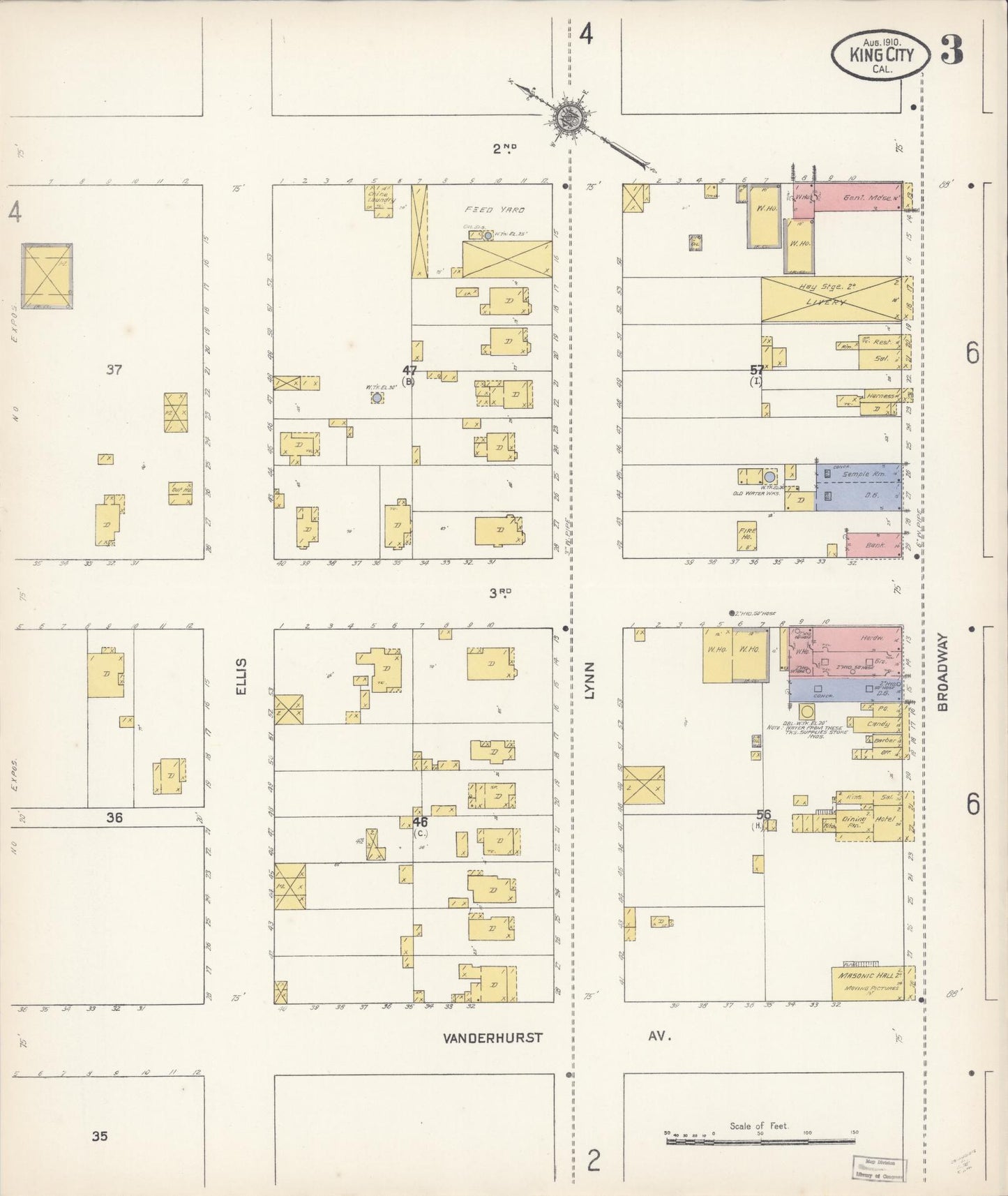 Sanborn Fire Insurance Map from King City, Monterey County, California (1910), Sheet #0003 - Historic Sanborn Fire Insurance Map Print, vintage old map wall art, antique decor, genealogy gift, California California map