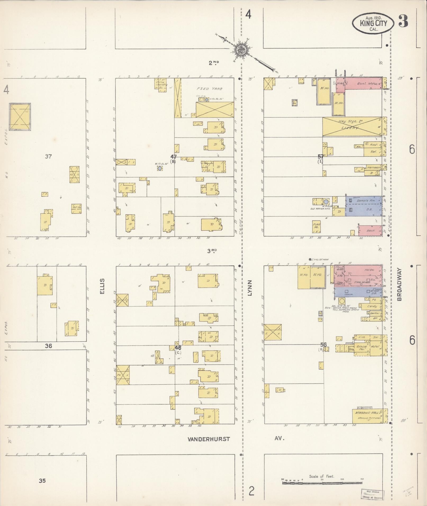 Sanborn Fire Insurance Map from King City, Monterey County, California (1910), Sheet #0003 - Historic Sanborn Fire Insurance Map Print, vintage old map wall art, antique decor, genealogy gift, California California map