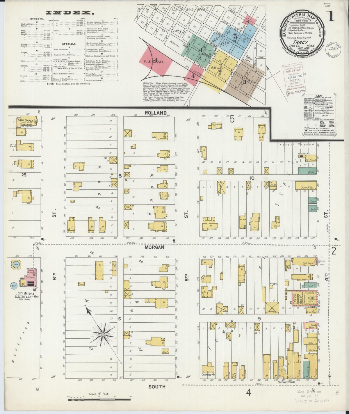 Sanborn Fire Insurance Map from Tracy, Lyon County, Minnesota (1899), Sheet #0001 - Historic Sanborn Fire Insurance Map Print, vintage old map wall art, antique decor, genealogy gift, Minnesota Minnesota map
