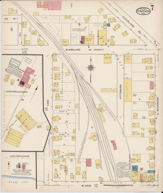 Sanborn Fire Insurance Map from Ravenna, Portage County, Ohio (1922), Sheet #0007 - Historic Sanborn Fire Insurance Map Print, vintage old map wall art, antique decor, genealogy gift, Ohio Ohio map