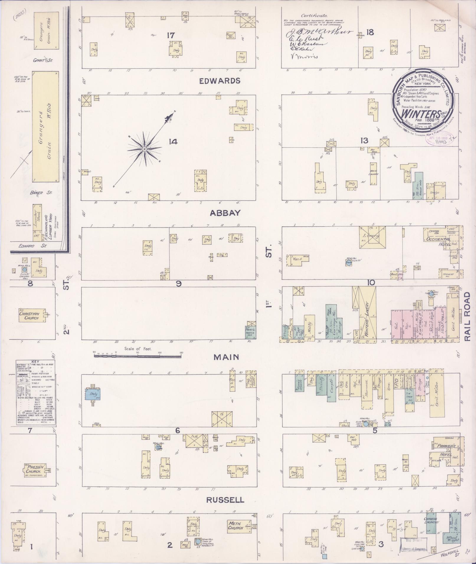 Sanborn Fire Insurance Map from Winters, Yolo County, California. (1888) – Historic Sanborn Fire Insurance Map Print