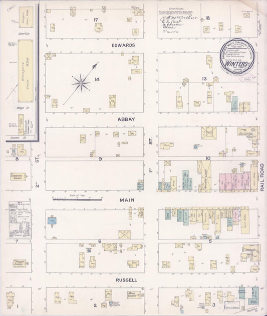 Sanborn Fire Insurance Map from Winters, Yolo County, California. (1888) – Historic Sanborn Fire Insurance Map Print