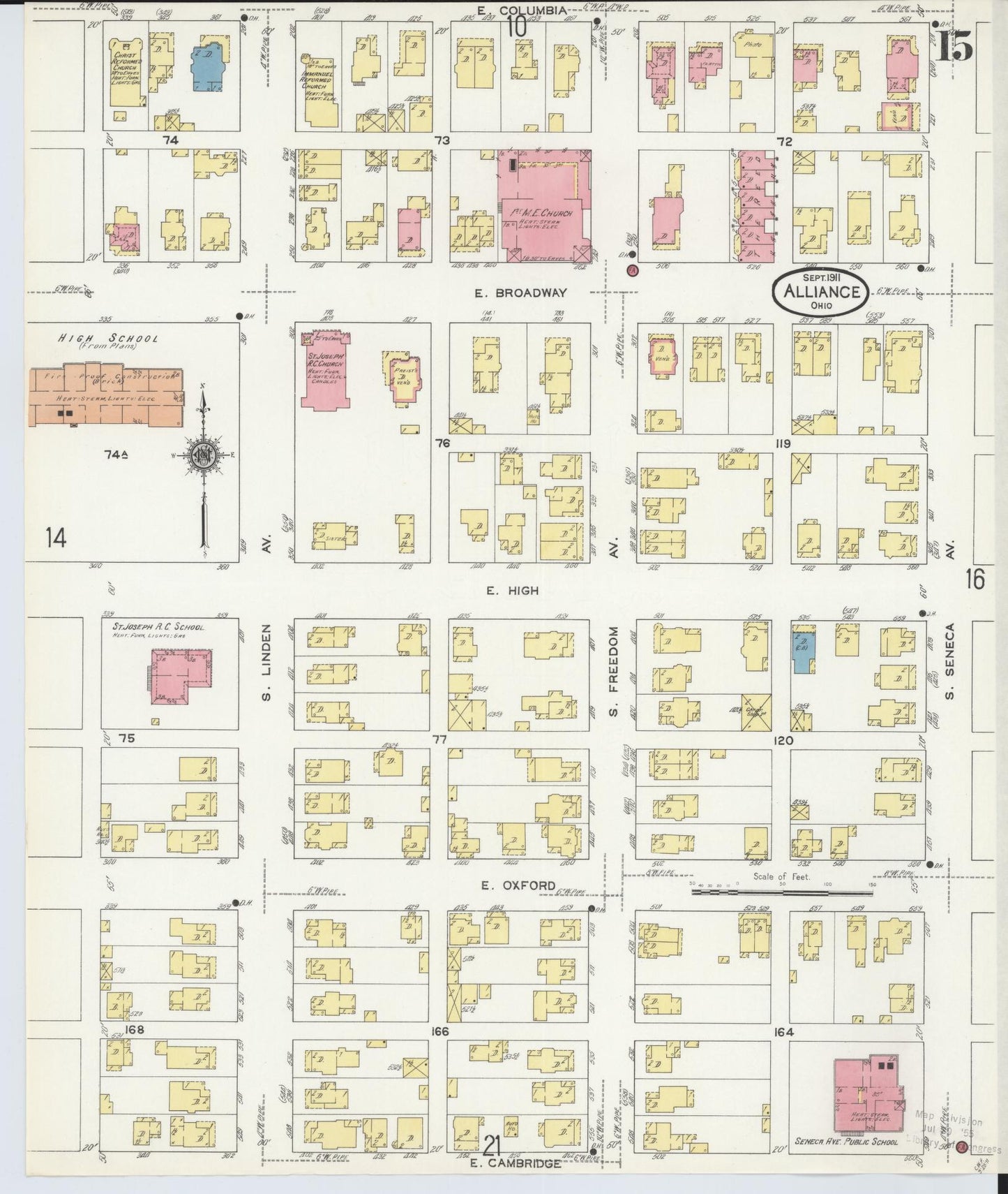 Sanborn Fire Insurance Map from Alliance, Stark County, Ohio (1911), Sheet #0015 - Historic Sanborn Fire Insurance Map Print, vintage old map wall art, antique decor, genealogy gift, Ohio Ohio map