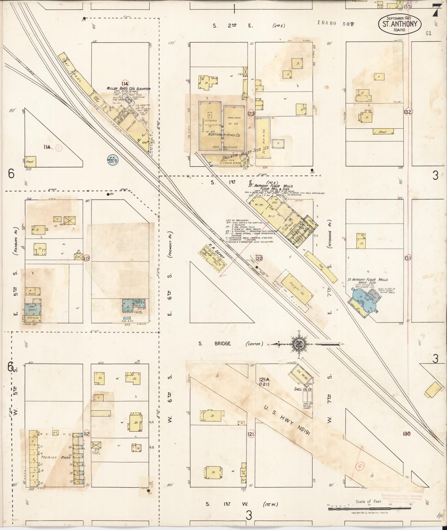 Sanborn Fire Insurance Map from Saint Anthony, Fremont County, Idaho (1944), Sheet #0007 - Historic Sanborn Fire Insurance Map Print, vintage old map wall art, antique decor, genealogy gift, Idaho Idaho map