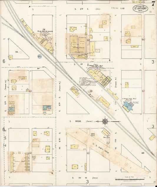 Sanborn Fire Insurance Map from Saint Anthony, Fremont County, Idaho (1944), Sheet #0007 - Historic Sanborn Fire Insurance Map Print, vintage old map wall art, antique decor, genealogy gift, Idaho Idaho map