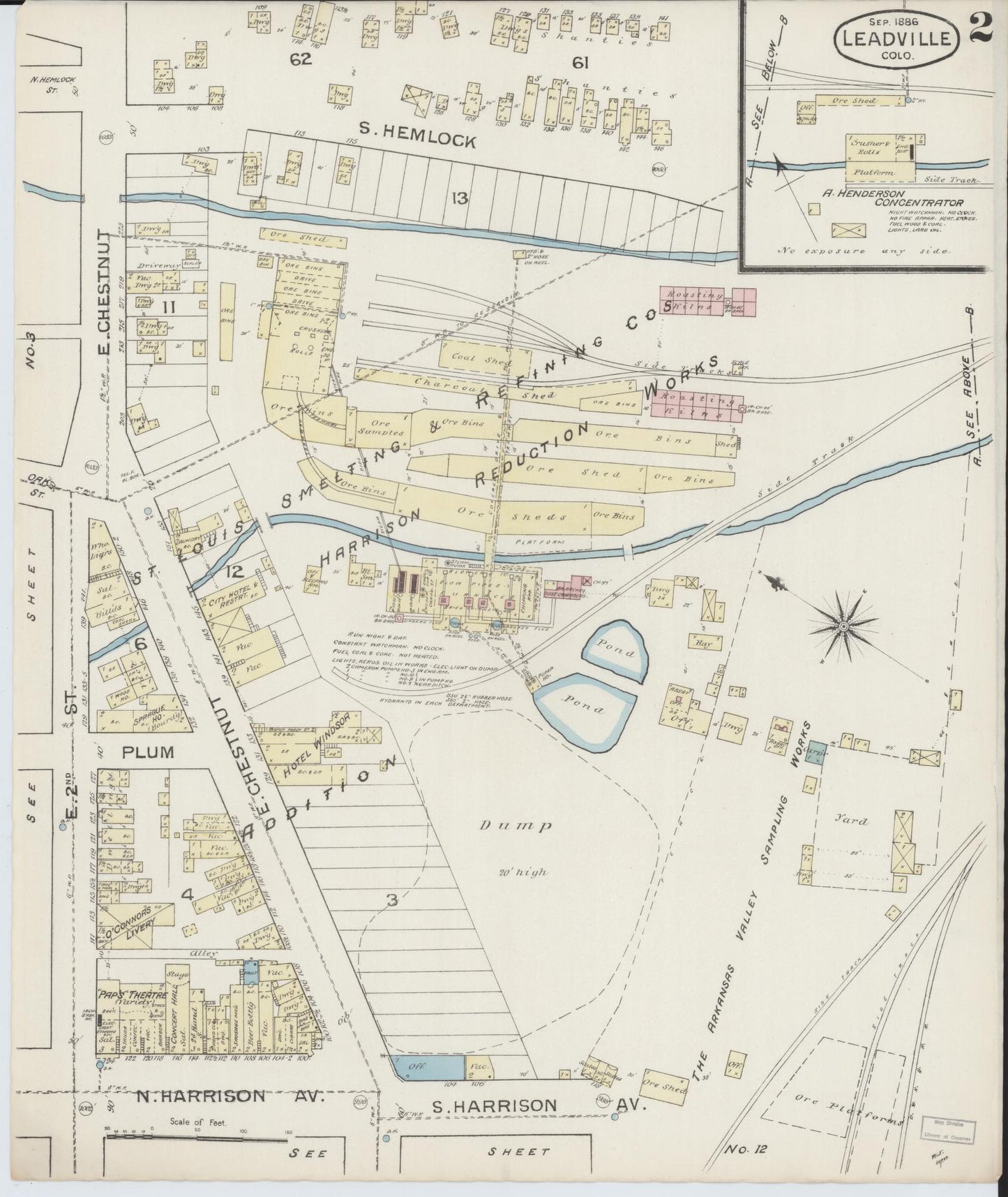 Sanborn Fire Insurance Map from Leadville, Lake County, Colorado (1886), Sheet #0002 - Complete Map Set gallery image, historic Sanborn map, vintage wall art, Colorado Colorado