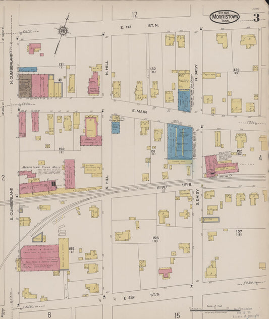 Sanborn Fire Insurance Map from Morristown, Hamblen County, Tennessee (1922), Sheet #0003 - Historic Sanborn Fire Insurance Map Print, vintage old map wall art, antique decor, genealogy gift, Tennessee Tennessee map