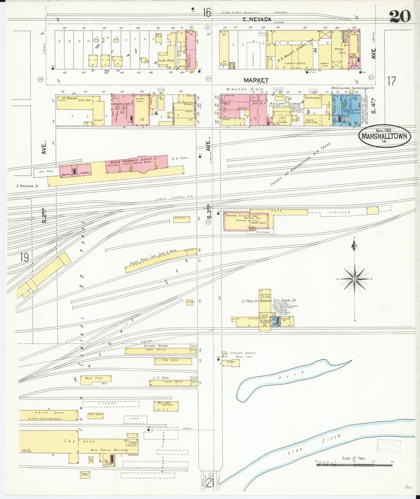 Sanborn Fire Insurance Map from Marshalltown, Marshall County, Iowa (1901), Sheet #0020 - Historic Sanborn Fire Insurance Map Print