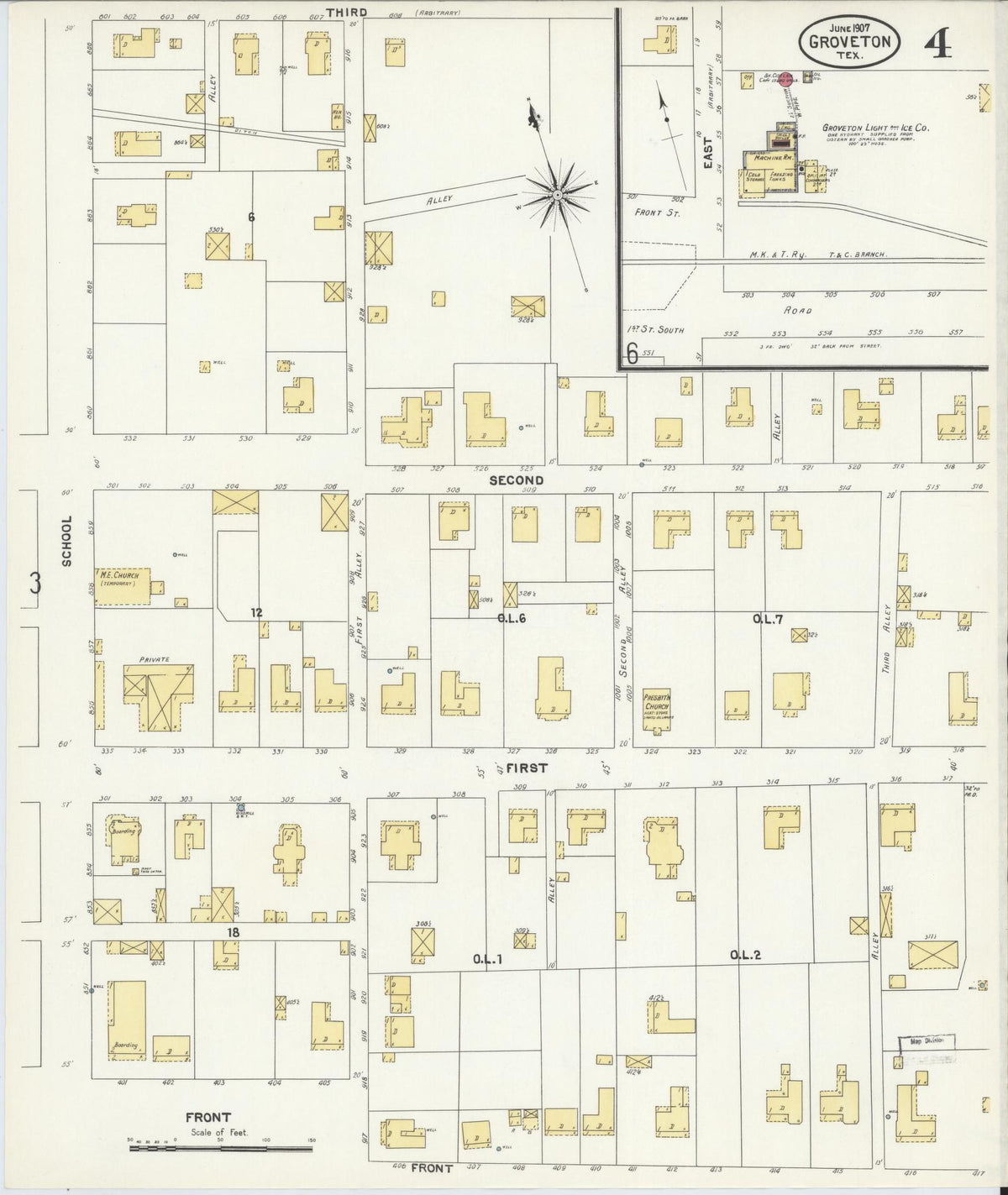 Sanborn Fire Insurance Map from Groveton, Trinity County, Texas (1907), Sheet #0004 - Complete Map Set gallery image, historic Sanborn map, vintage wall art, Texas Texas