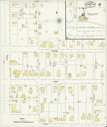 Sanborn Fire Insurance Map from Groveton, Trinity County, Texas (1907), Sheet #0004 - Complete Map Set gallery image, historic Sanborn map, vintage wall art, Texas Texas