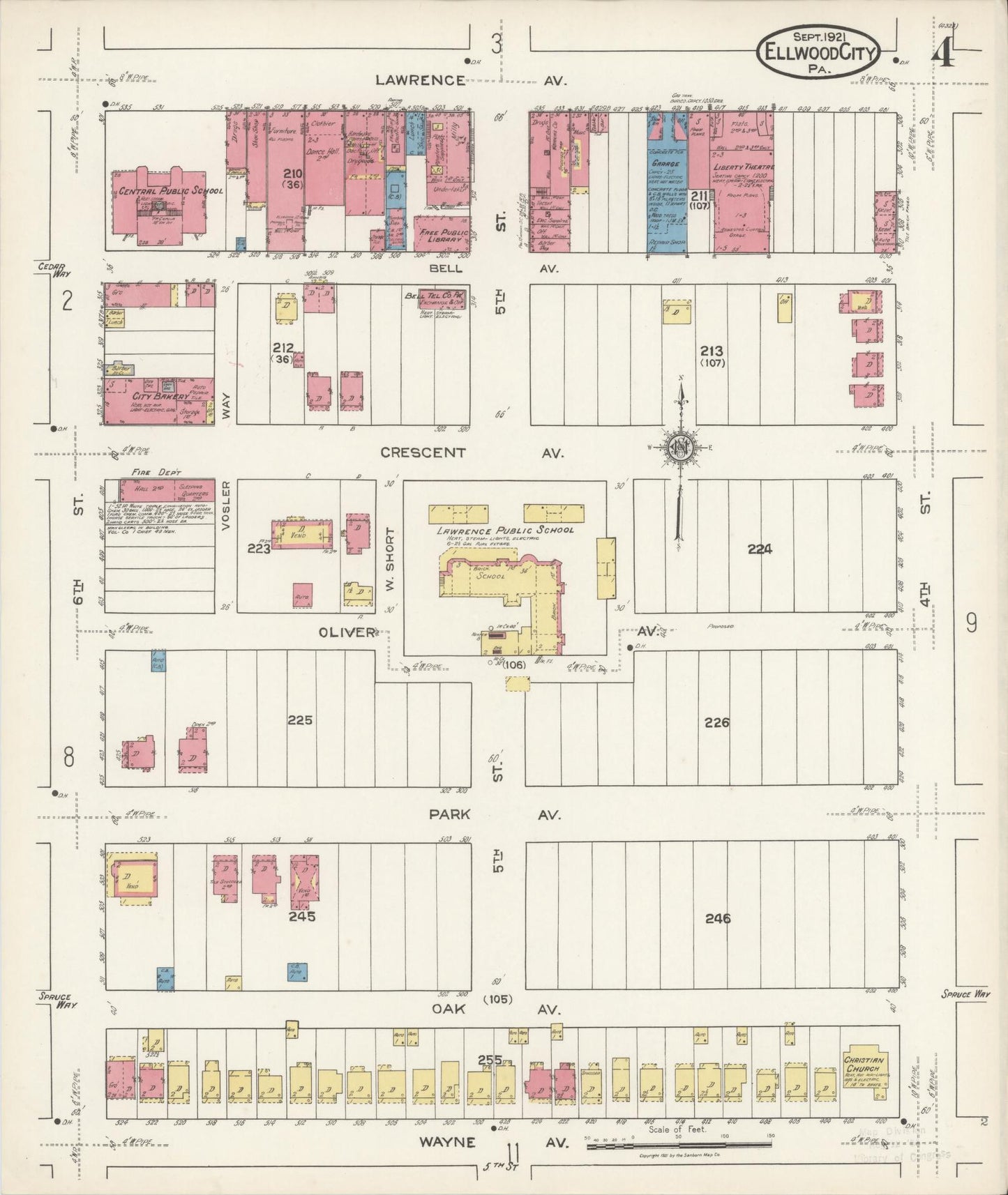 Sanborn Fire Insurance Map from Ellwood City, Lawrence County, Pennsylvania (1921), Sheet #0004 - Historic Sanborn Fire Insurance Map Print, vintage old map wall art, antique decor, genealogy gift, Pennsylvania Pennsylvania map