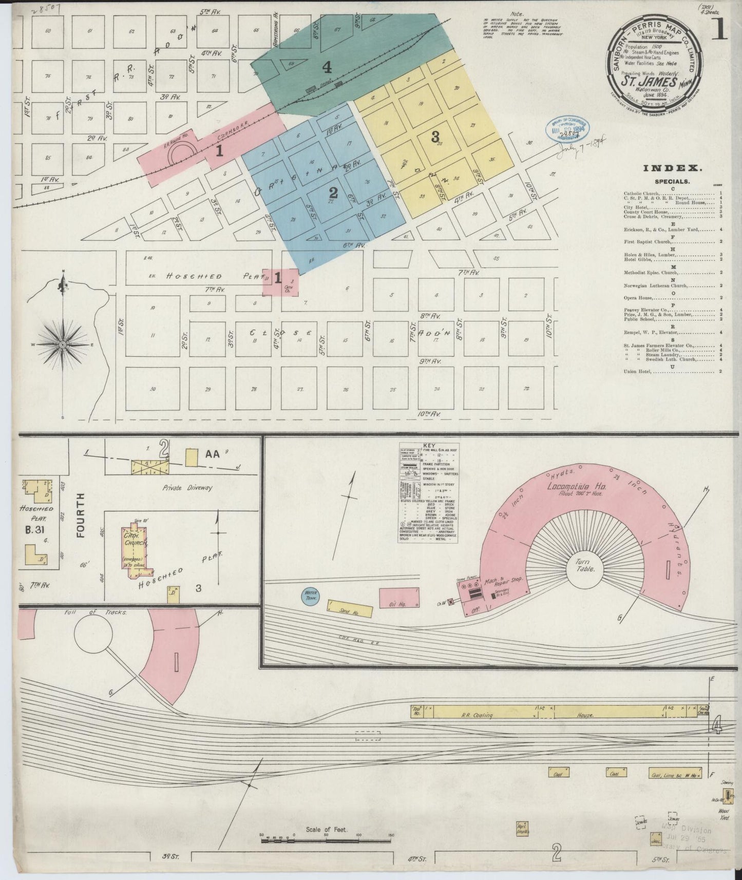 Sanborn Fire Insurance Map from Saint James, Watonwan County, Minnesota (1894), Sheet #0001 - Complete Map Set gallery image, historic Sanborn map, vintage wall art, Minnesota Minnesota