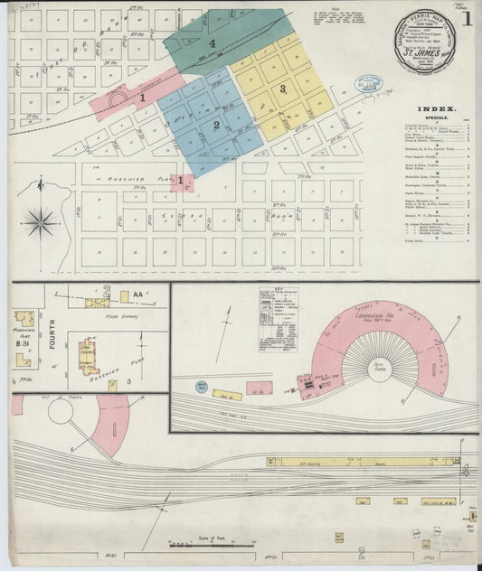 Sanborn Fire Insurance Map from Saint James, Watonwan County, Minnesota (1894), Sheet #0001 - Complete Map Set gallery image, historic Sanborn map, vintage wall art, Minnesota Minnesota