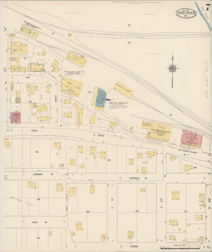 Sanborn Fire Insurance Map from Hood River, Hood River County, Oregon (1916), Sheet #0007 - Complete Map Set gallery image, historic Sanborn map, vintage wall art, Oregon Oregon
