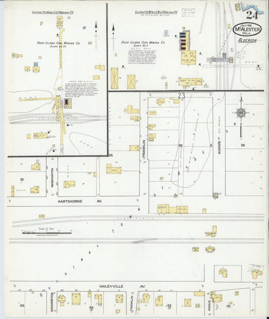 Sanborn Fire Insurance Map from McAlester, Pittsburg County, Oklahoma (1918), Sheet #0024 - Historic Sanborn Fire Insurance Map Print, vintage old map wall art, antique decor, genealogy gift, Oklahoma Oklahoma map