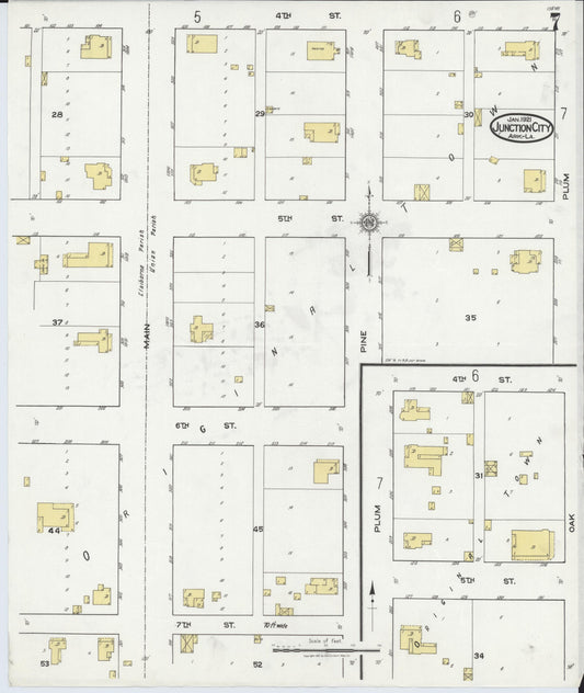 Sanborn Fire Insurance Map from Junction City, Union County, Arkansas (1921), Sheet #0007 - Historic Sanborn Fire Insurance Map Print, vintage old map wall art, antique decor, genealogy gift, Arkansas Arkansas map