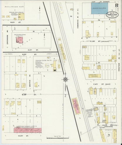 Sanborn Fire Insurance Map from Okmulgee, Okmulgee County, Oklahoma (1911), Sheet #0008 - Complete Map Set gallery image, historic Sanborn map, vintage wall art, Oklahoma Oklahoma