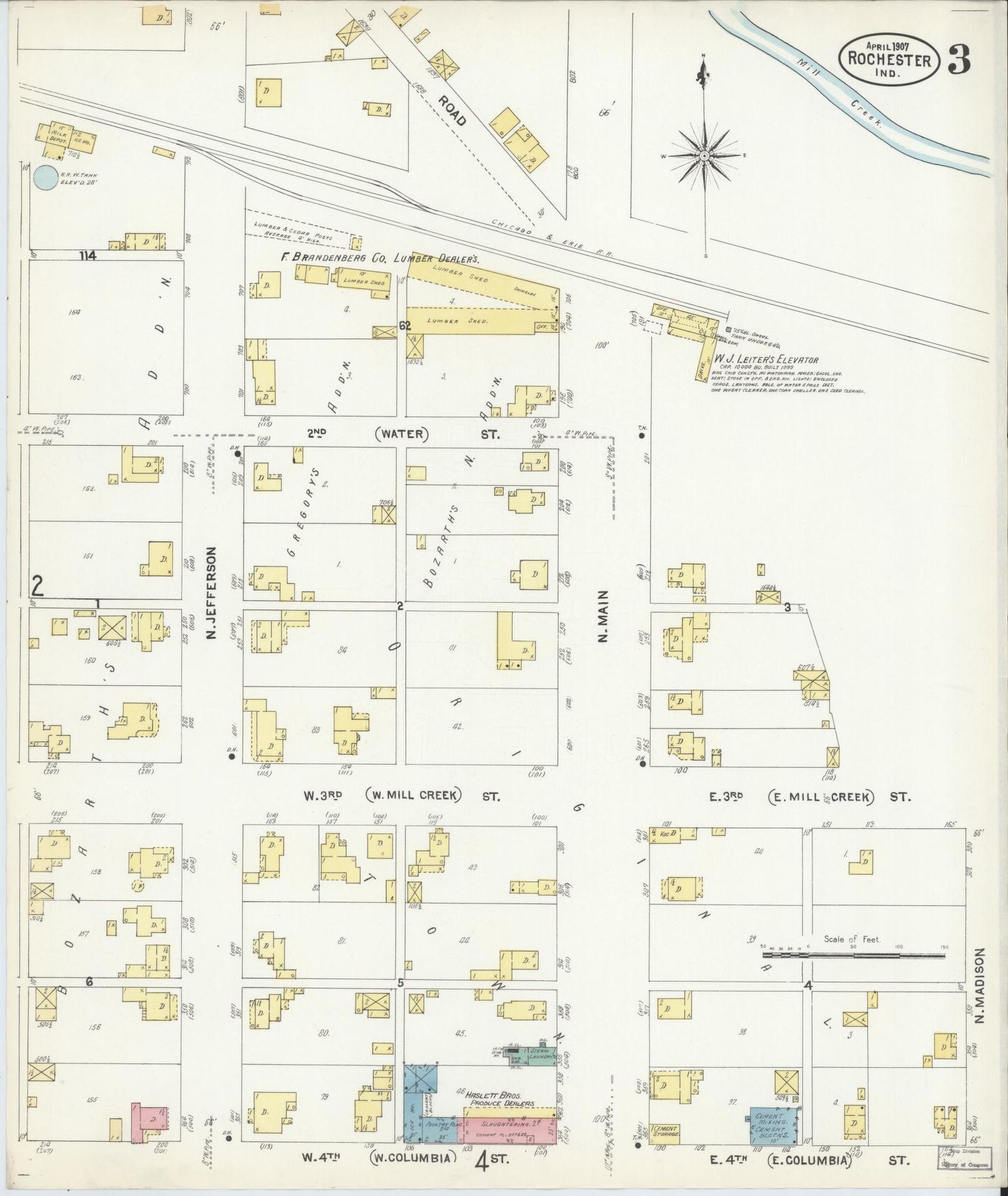 Sanborn Fire Insurance Map from Rochester, Fulton County, Indiana (1907), Sheet #0003 - Complete Map Set gallery image, historic Sanborn map, vintage wall art, Indiana Indiana