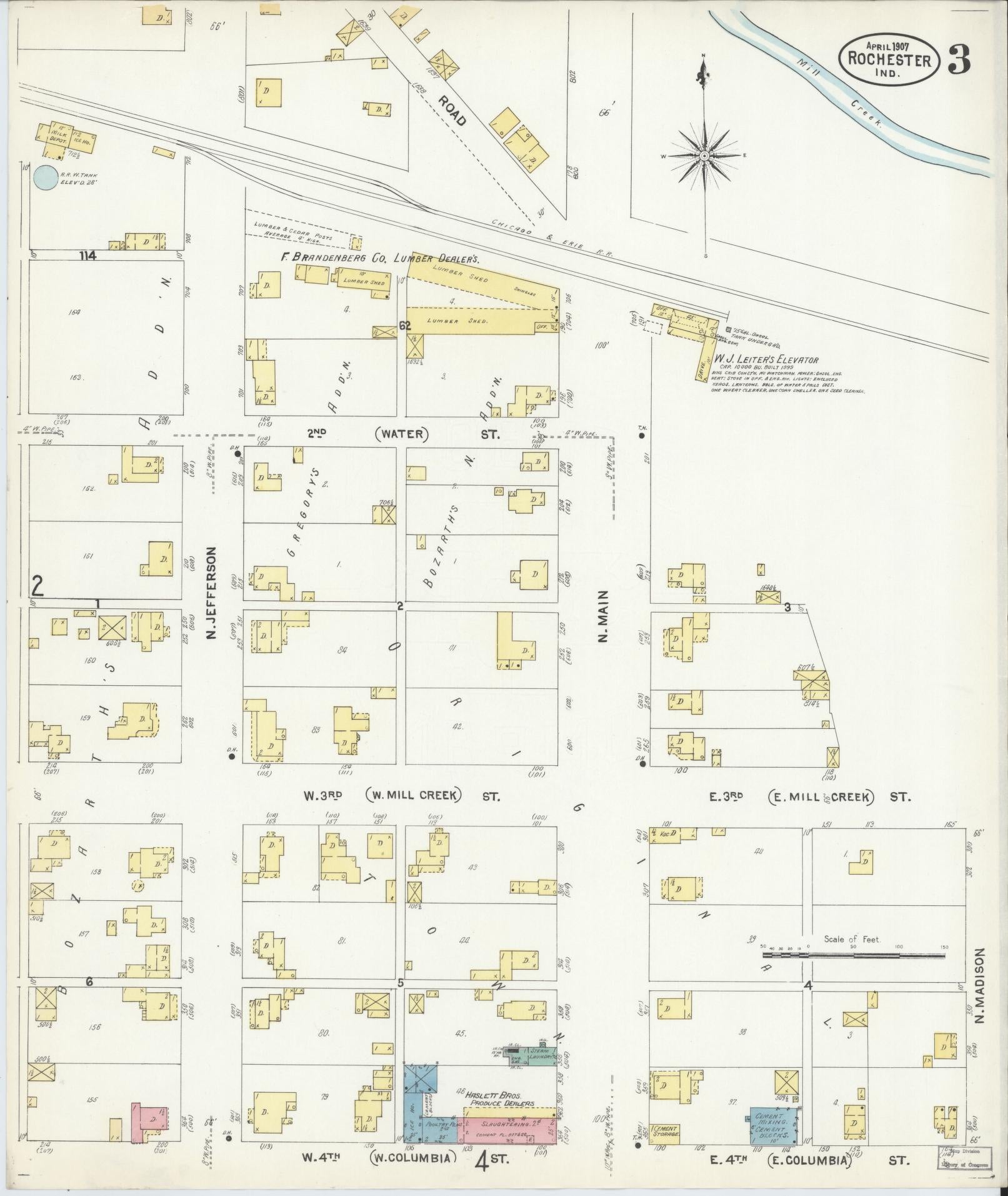 Sanborn Fire Insurance Map from Rochester, Fulton County, Indiana (1907), Sheet #0003 - Complete Map Set gallery image, historic Sanborn map, vintage wall art, Indiana Indiana
