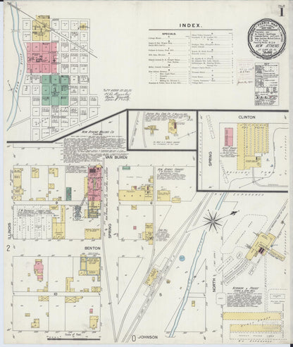 Sanborn Fire Insurance Map from New Athens, Saint Clair County, Illinois (1900), Sheet #0001 - Complete Map Set gallery image, historic Sanborn map, vintage wall art, Illinois Illinois