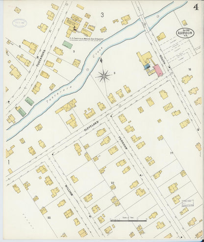 Sanborn Fire Insurance Map from Addison, Steuben County, New York (1898), Sheet #0004 - Historic Sanborn Fire Insurance Map Print, vintage old map wall art, antique decor, genealogy gift, New York New York map