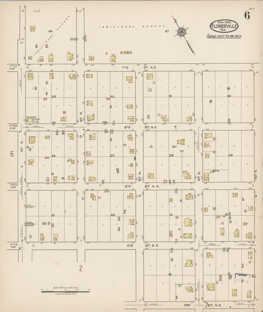 Sanborn Fire Insurance Map from Floresville, Wilson County, Texas (1922), Sheet #0006 - Historic Sanborn Fire Insurance Map Print, vintage old map wall art, antique decor, genealogy gift, Texas Texas map