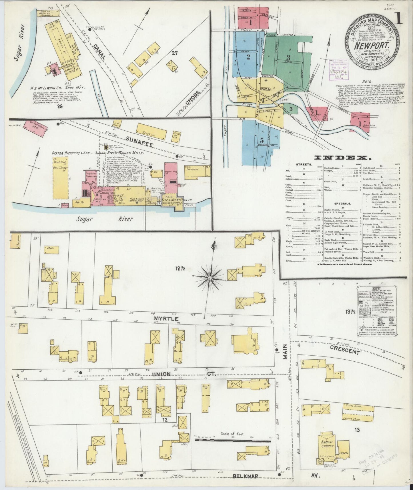 Sanborn Fire Insurance Map from Newport, Sullivan County, New Hampshire. (1904) – Historic Sanborn Fire Insurance Map Print