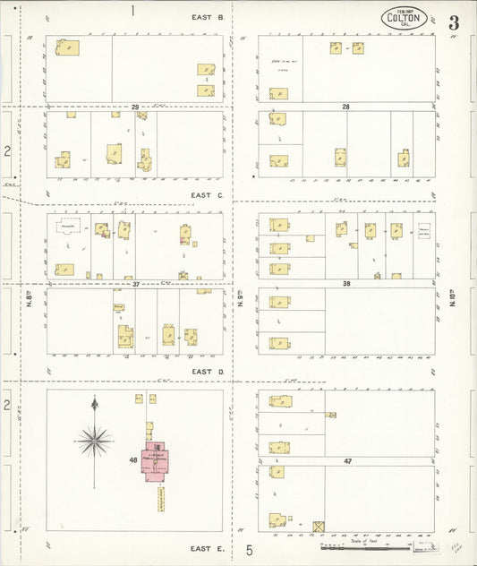 Sanborn Fire Insurance Map from Colton, San Bernardino County, California (1907), Sheet #0003 - Historic Sanborn Fire Insurance Map Print, vintage old map wall art, antique decor, genealogy gift, California California map