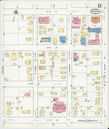 Sanborn Fire Insurance Map from Dixon, Lee County, Illinois (1918), Sheet #0011 - Complete Map Set gallery image, historic Sanborn map, vintage wall art, Illinois Illinois