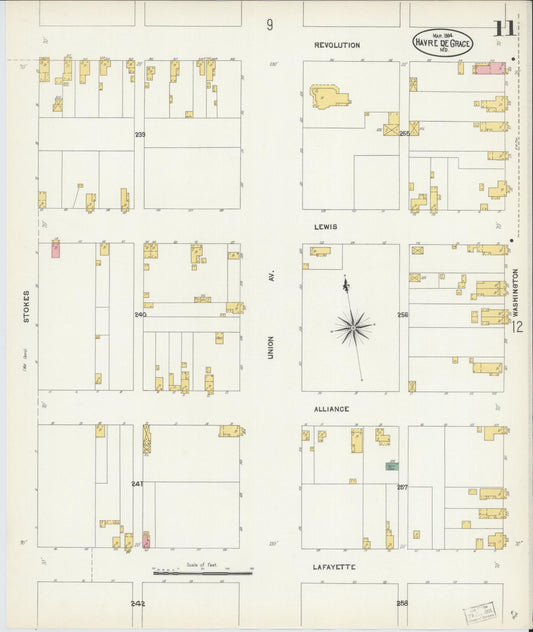 Sanborn Fire Insurance Map from Havre De Grace, Harford County, Maryland (1904), Sheet #0011 - Historic Sanborn Fire Insurance Map Print, vintage old map wall art