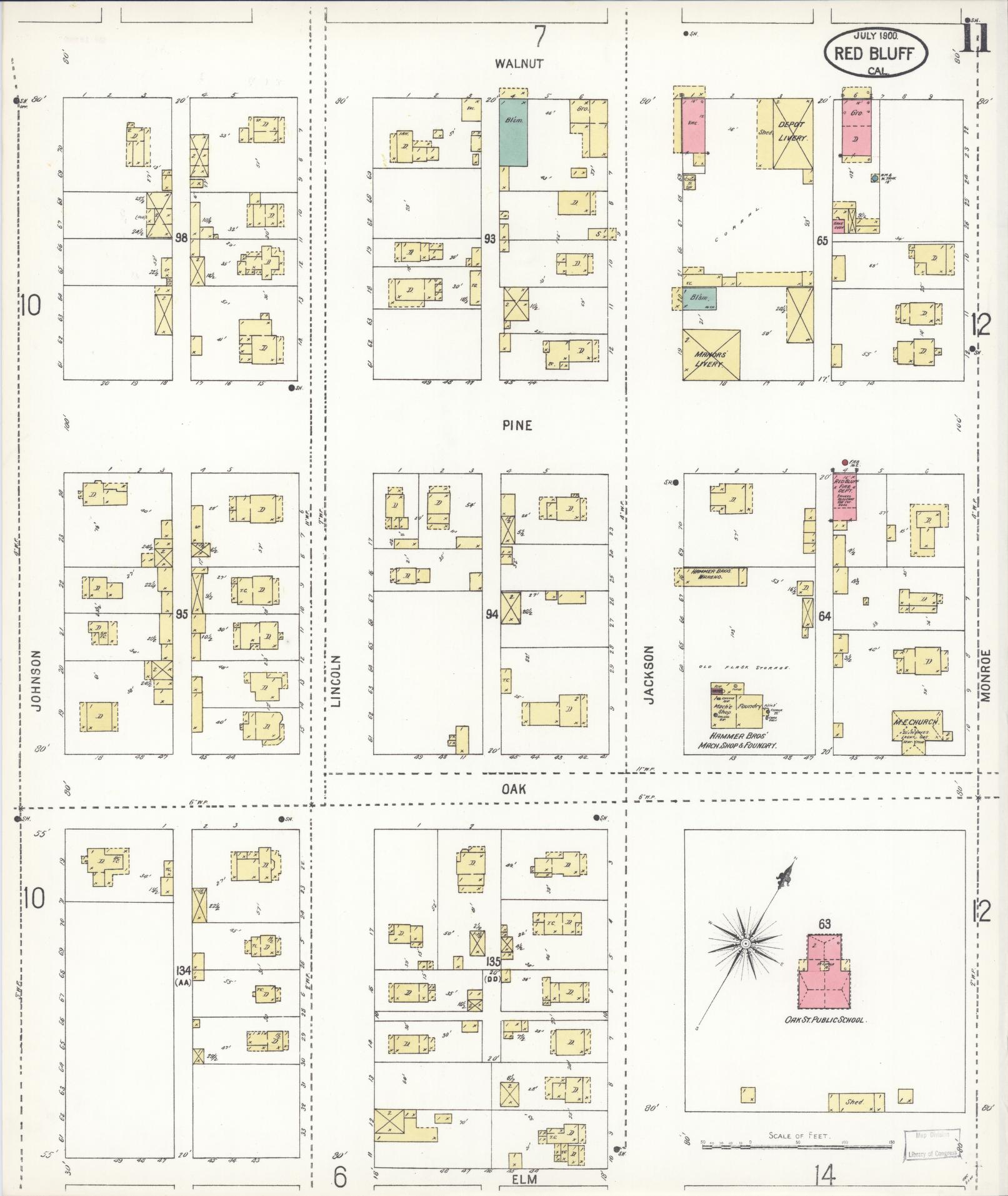 Sanborn Fire Insurance Map from Red Bluff, Tehama County, California (1900), Sheet #0011 - Complete Map Set gallery image, historic Sanborn map, vintage wall art, California California