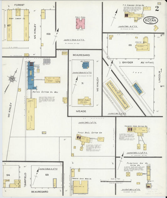 Sanborn Fire Insurance Map from Rotan, Fisher County, Texas (1919), Sheet #0002 - Historic Sanborn Fire Insurance Map Print, vintage old map wall art, antique decor, genealogy gift, Texas Texas map