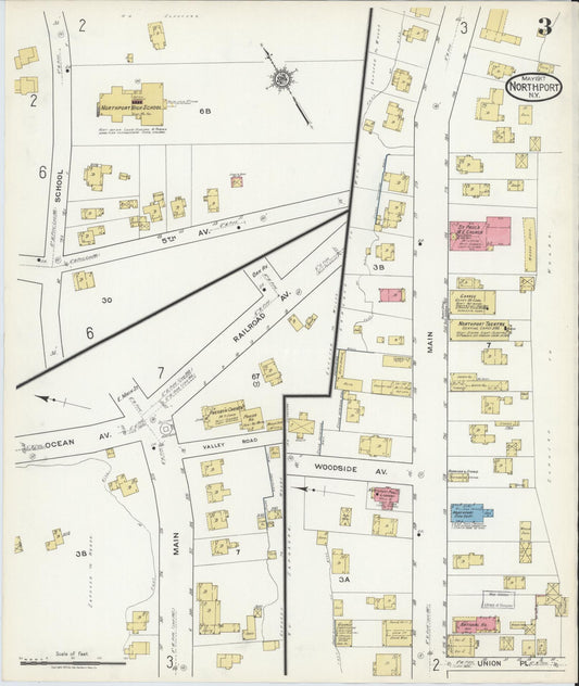 Sanborn Fire Insurance Map from Northport, Suffolk County, New York (1917), Sheet #0003 - Historic Sanborn Fire Insurance Map Print, vintage old map wall art, antique decor, genealogy gift, New York New York map