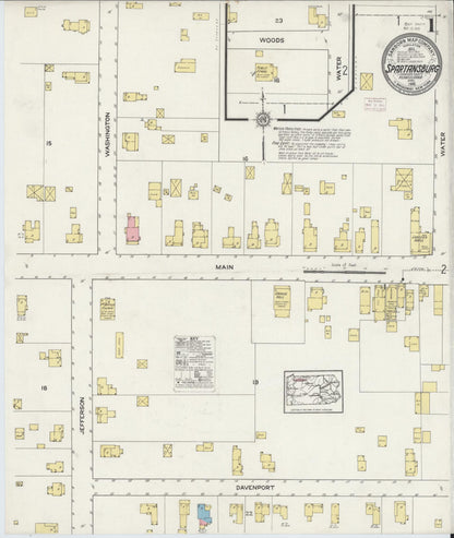 Sanborn Fire Insurance Map from Spartansburg, Crawford County, Pennsylvania (1915), Sheet #0001 - Historic Sanborn Fire Insurance Map Print, vintage old map wall art, antique decor, genealogy gift, Pennsylvania Pennsylvania map