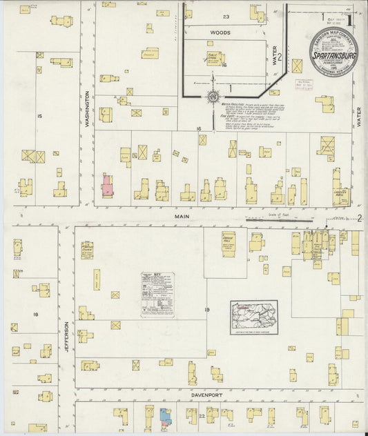 Sanborn Fire Insurance Map from Spartansburg, Crawford County, Pennsylvania (1915), Sheet #0001 - Historic Sanborn Fire Insurance Map Print, vintage old map wall art, antique decor, genealogy gift, Pennsylvania Pennsylvania map
