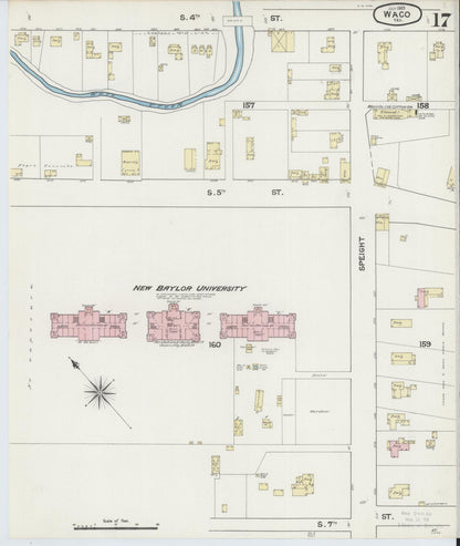 Sanborn Fire Insurance Map from Waco, McLennan County, Texas (1889), Sheet #0017 - Historic Sanborn Fire Insurance Map Print, vintage old map wall art, antique decor, genealogy gift, Texas Texas map