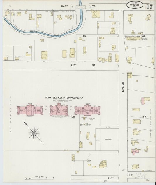 Sanborn Fire Insurance Map from Waco, McLennan County, Texas (1889), Sheet #0017 - Historic Sanborn Fire Insurance Map Print, vintage old map wall art, antique decor, genealogy gift, Texas Texas map