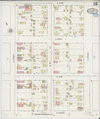 Sanborn Fire Insurance Map from Mankato, Blue Earth County, Minnesota (1894), Sheet #0012 - Complete Map Set gallery image, historic Sanborn map, vintage wall art, Minnesota Minnesota