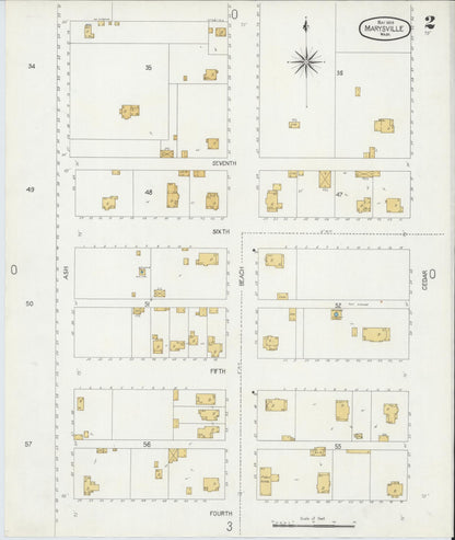 Sanborn Fire Insurance Map from Marysville, Snohomish County, Washington (1906), Sheet #0002 - Complete Map Set gallery image, historic Sanborn map, vintage wall art, Washington Washington